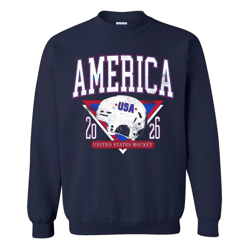 America Hockey Helmet Crewneck