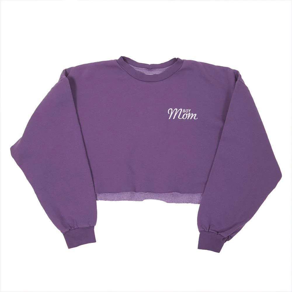 Boy Mom Embroidered Cropped Crewneck - Image 3