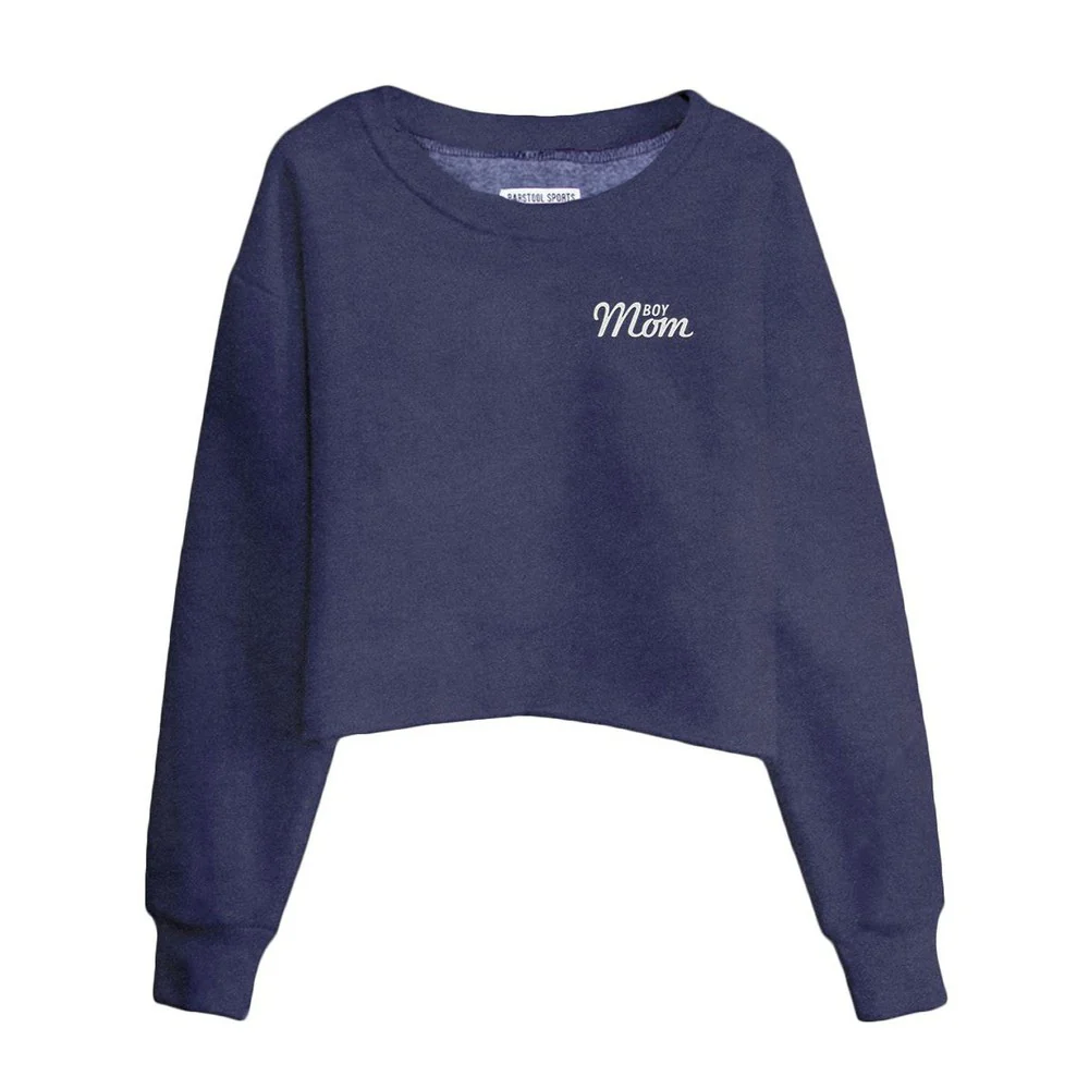 Boy Mom Embroidered Cropped Crewneck - Image 5