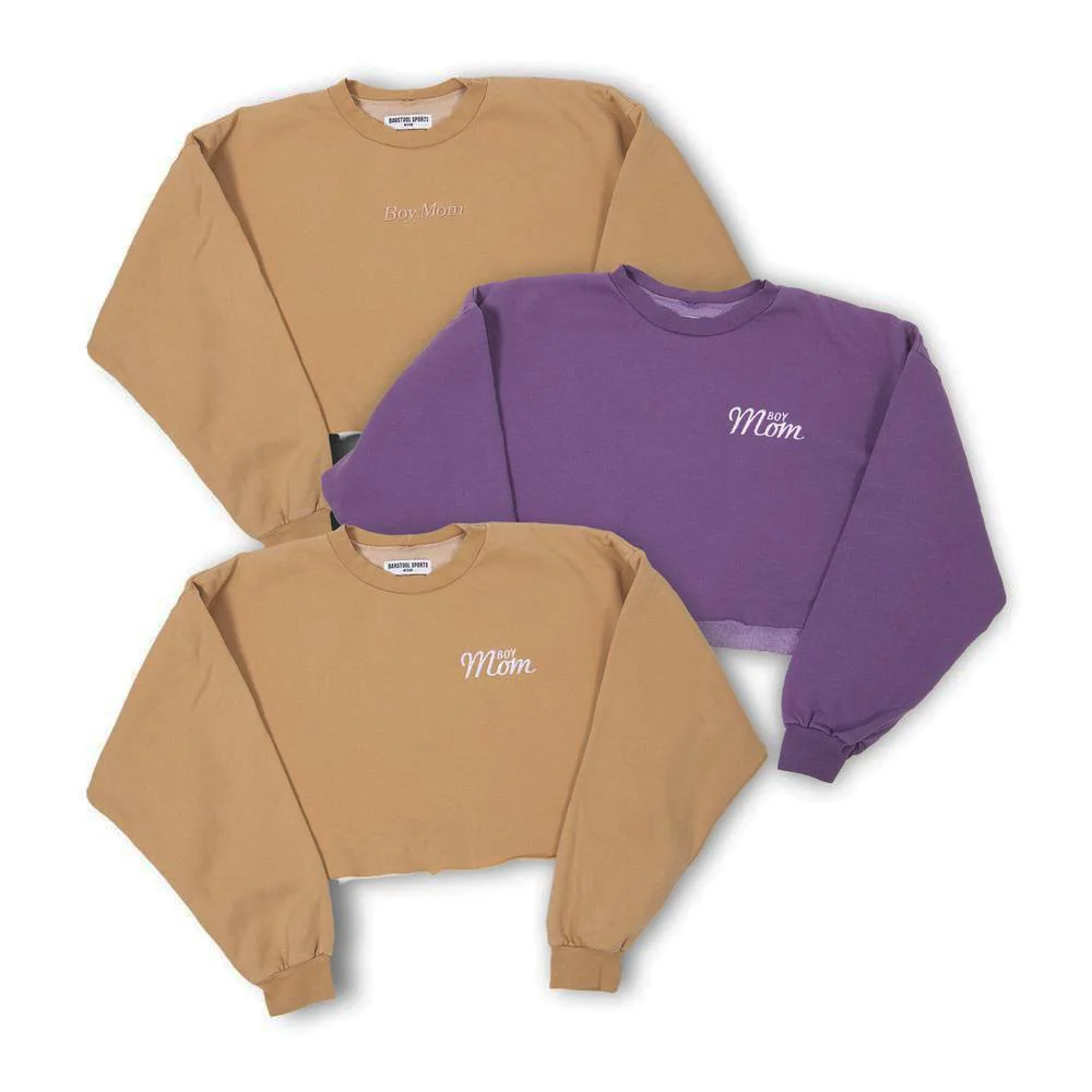 Boy Mom Embroidered Cropped Crewneck - Image 6