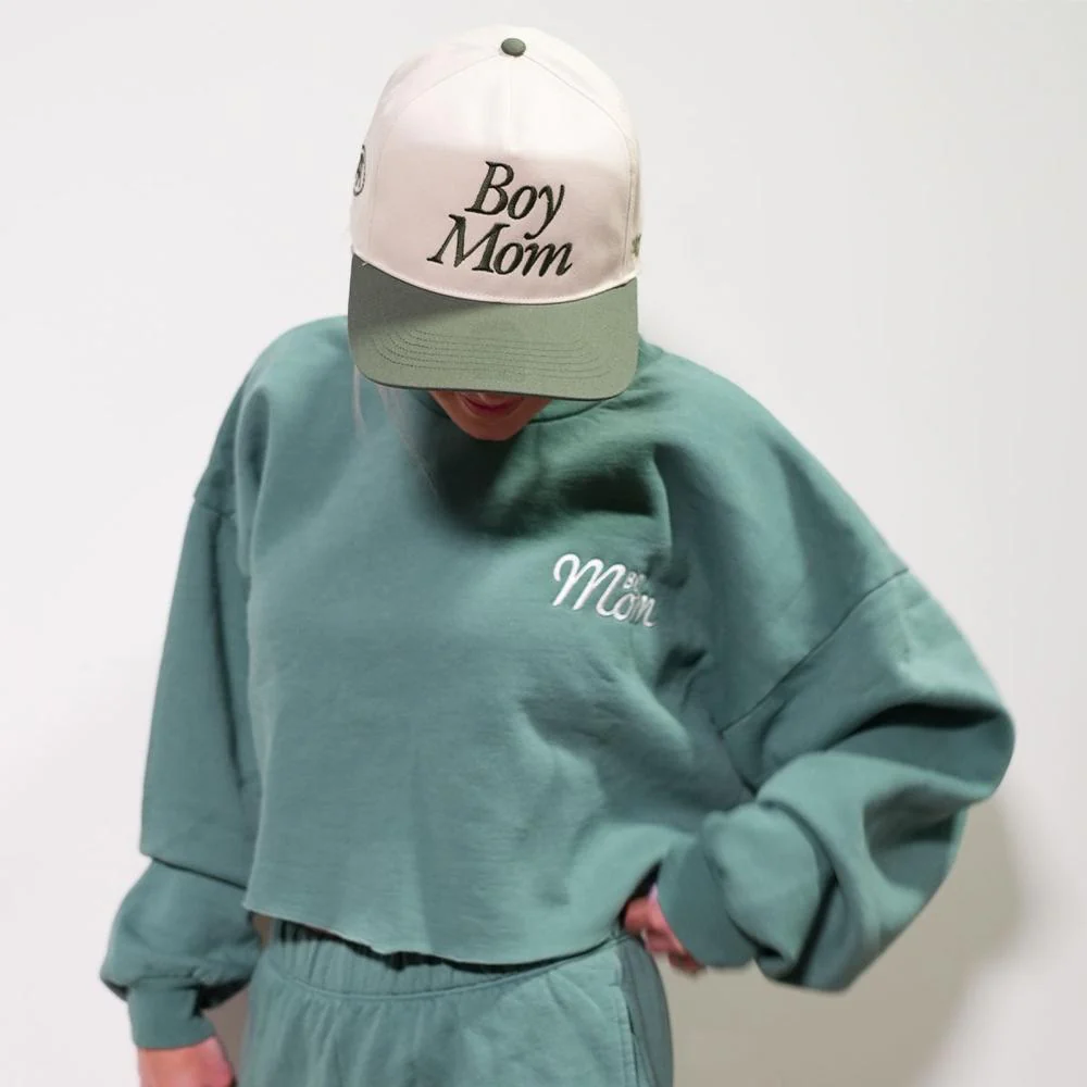 Boy Mom Embroidered Cropped Crewneck - Image 8