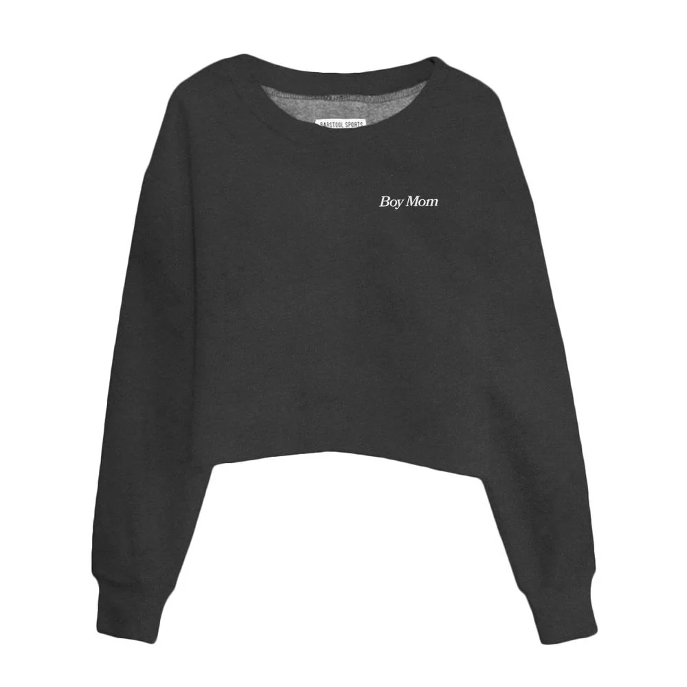 Boy Mom Embroidered Cropped Crewneck II
