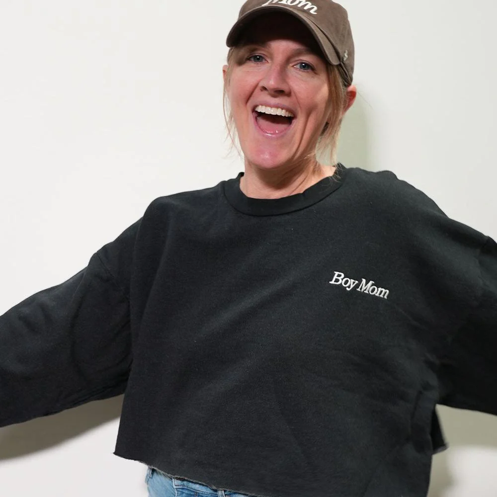 Boy Mom Embroidered Cropped Crewneck II - Image 7