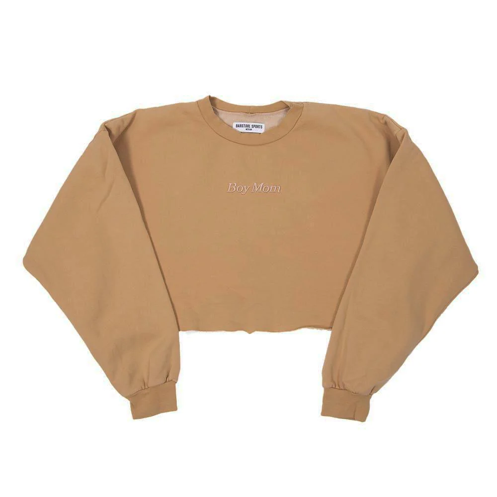 Boy Mom Embroidered Cropped Crewneck III