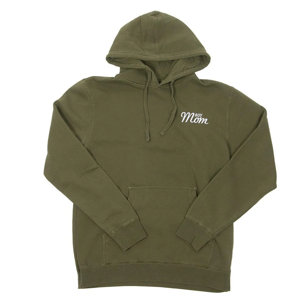 Boy Mom Embroidered Pigment Dyed Hoodie
