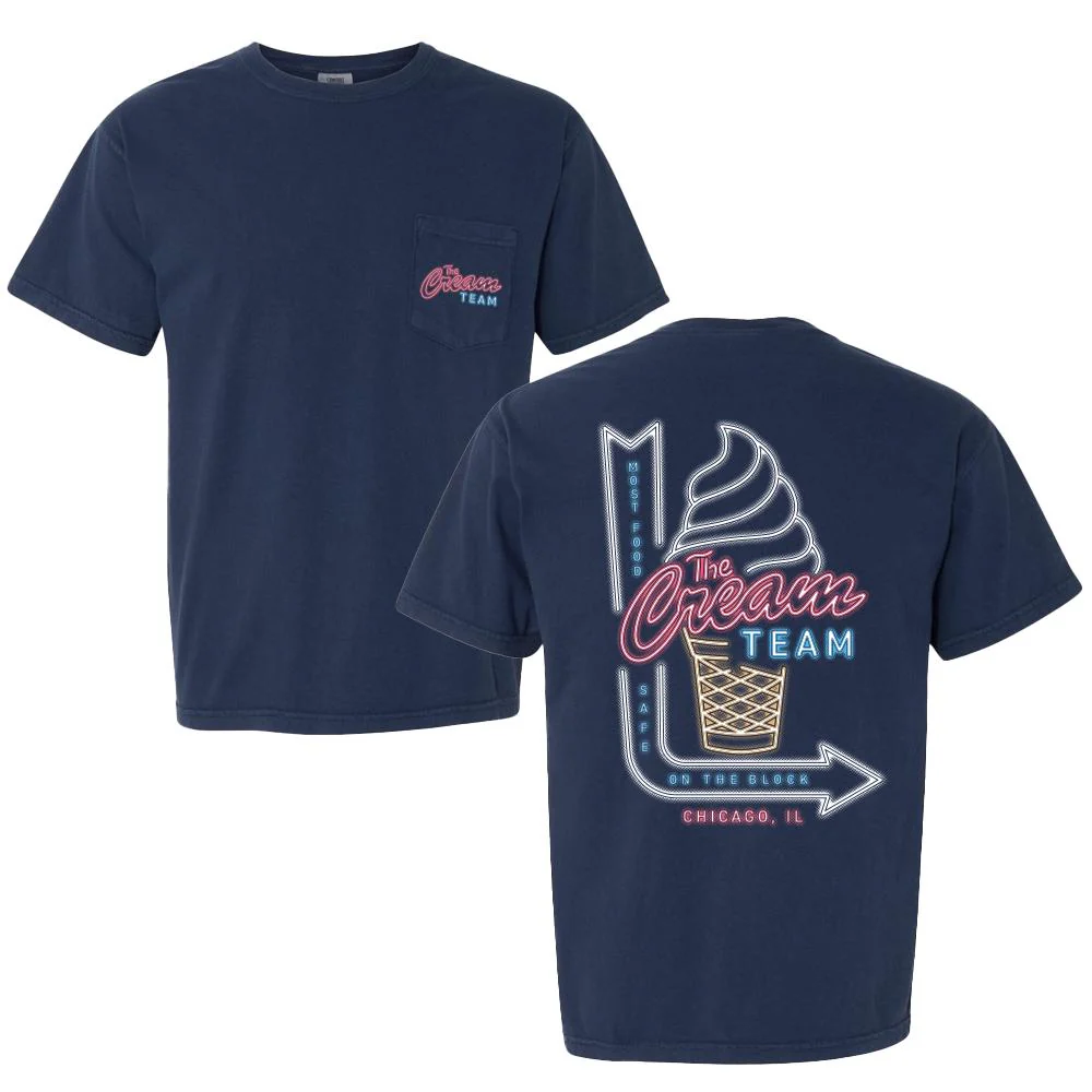 Cream Team Neon Sign Pocket Tee