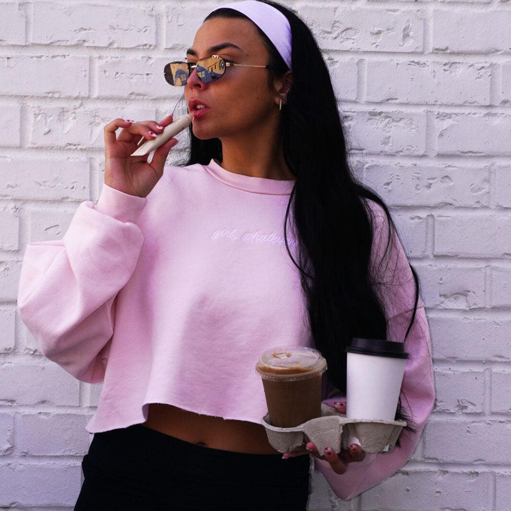 Girl Whatever Embroidered Cropped Crewneck - Image 11