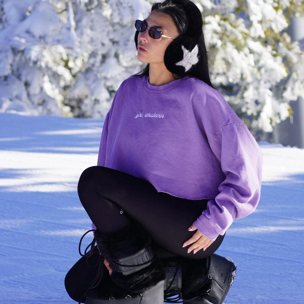 Girl Whatever Embroidered Cropped Crewneck - Image 5