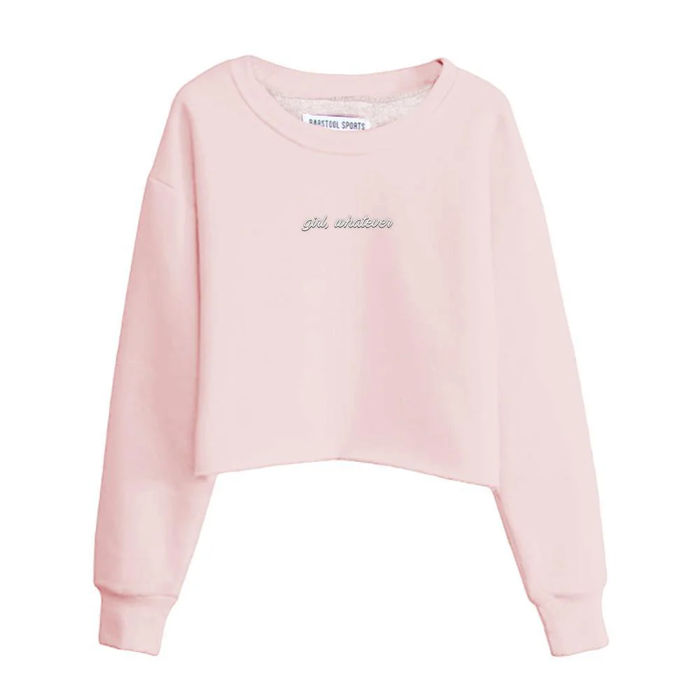 Girl Whatever Embroidered Cropped Crewneck - Image 6
