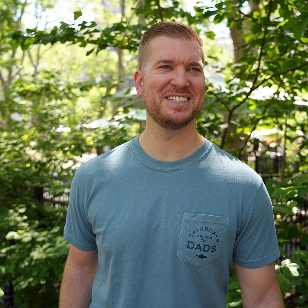 Saturdays Are For The Dads Fish Retro Pocket Tee - Image 3