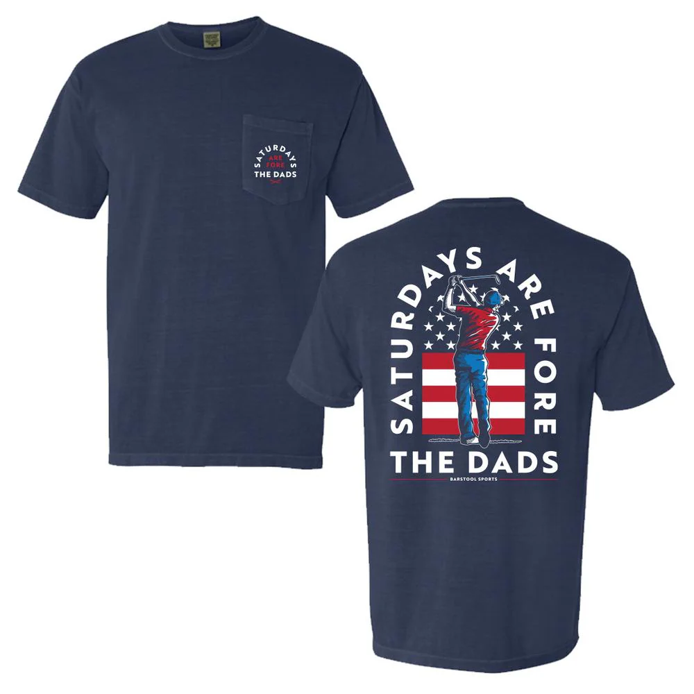 Saturdays Are Fore The Dads Golfer USA Pocket Tee - Image 3